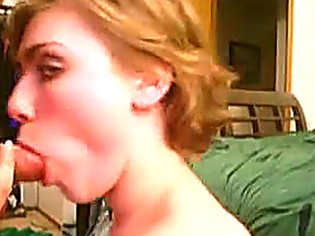 Beautiful red hard sucks her boyfriends excited cock