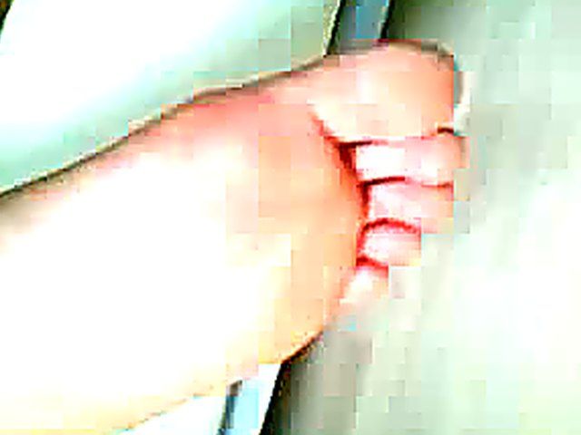 Horny guy rubs his cock against a foot