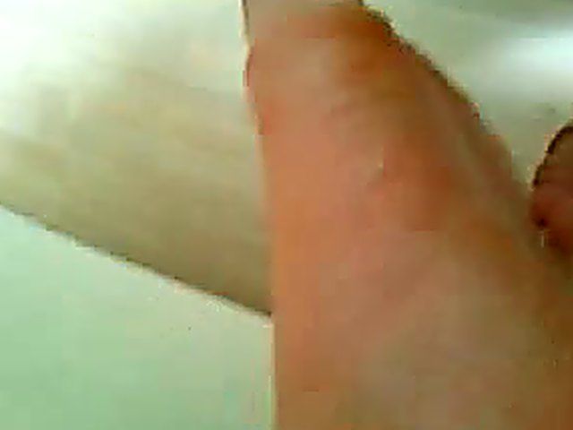 Horny guy rubs his cock against a foot
