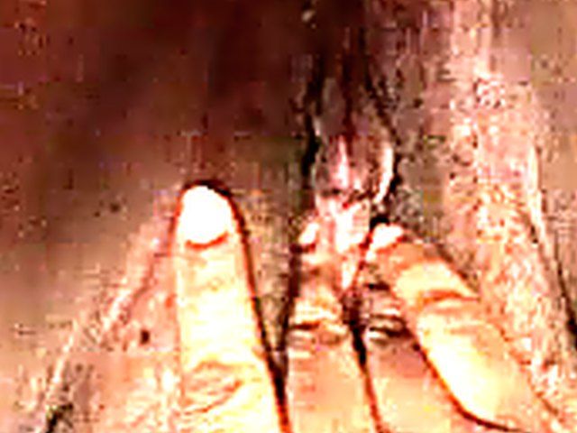 Amateur woman finger fucks her bushy meaty pussy