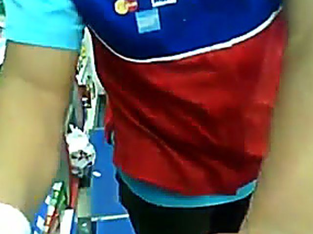 Slutty teen sucks the cashiers hard cock