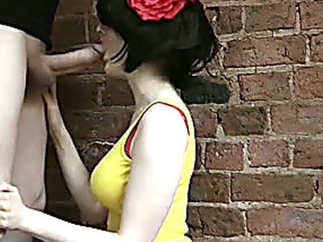 Young brunette gets her tits covered in cum