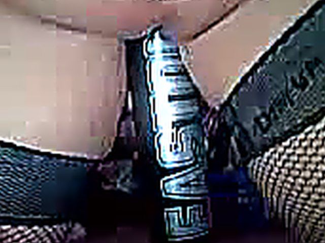Fattie with pierced clit rides baseball bat