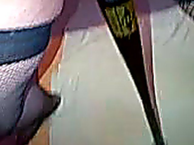 Fattie with pierced clit rides baseball bat