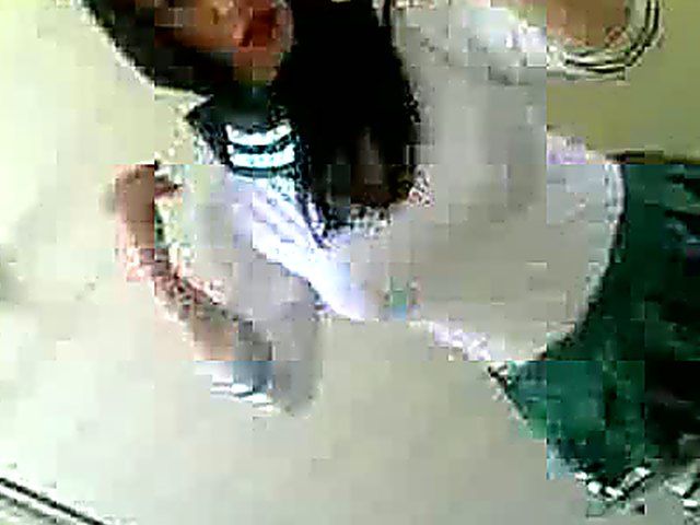 Amateur girl in sexy uniform shows her knockers