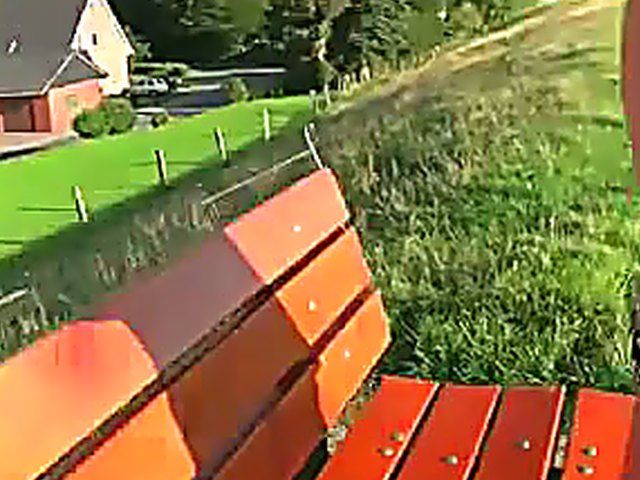 Beautiful blonde gets fucked outside in public