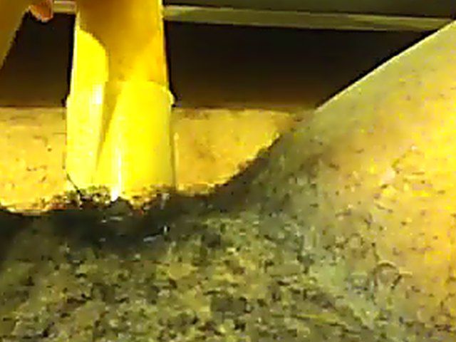 Ebony babe plays with her yellow toy