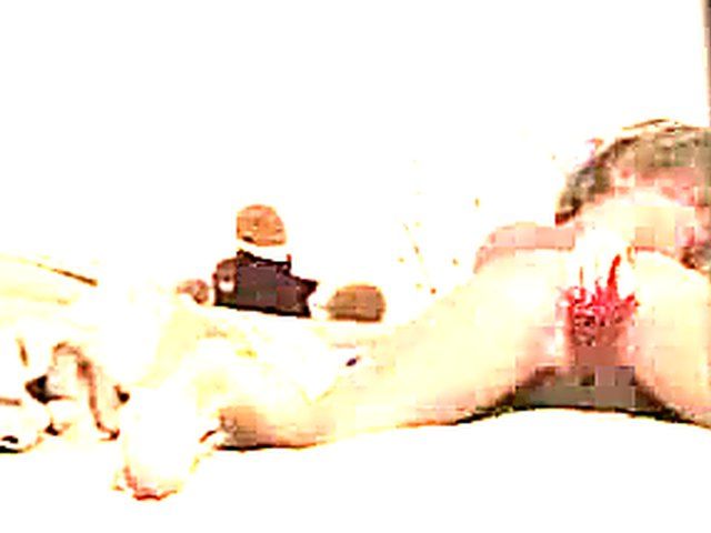 Blonde babe plays with her beautiful tight pussy