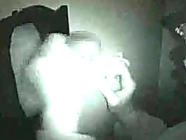 Masked babe sucks cock in a glory hole