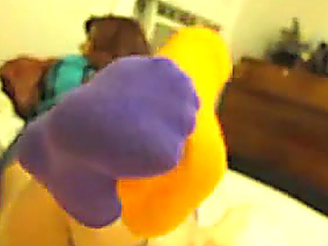 Girlfriend in color socks gives great footjob