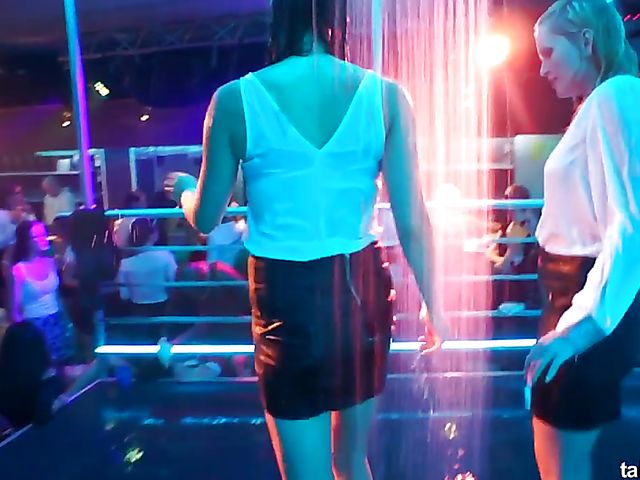 Wild party girls get banged in the club