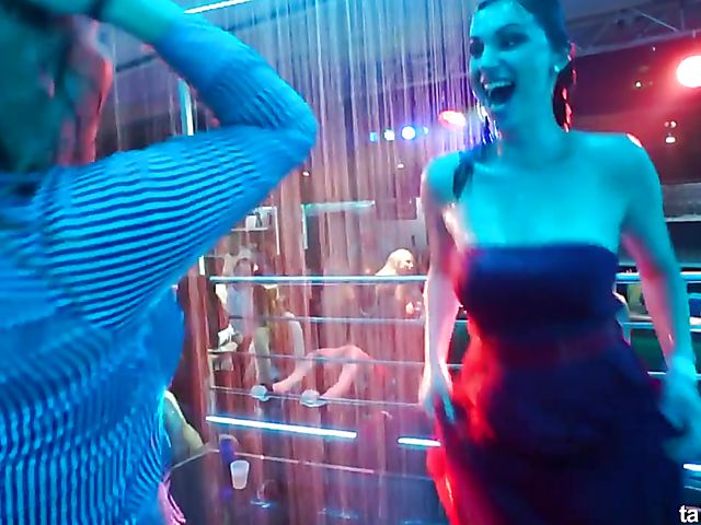 Wild party girls get banged in the club