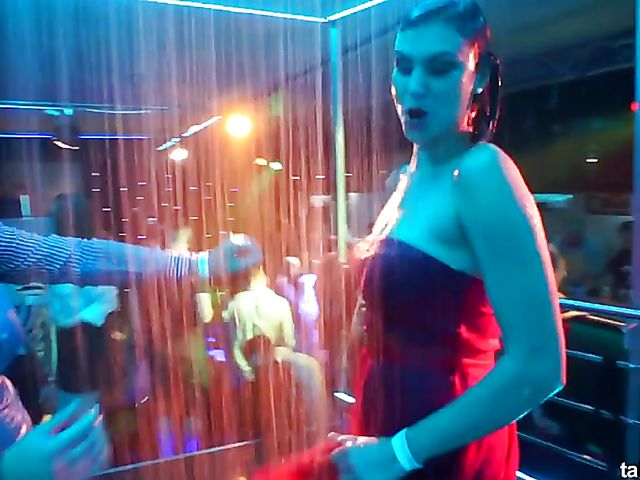 Wild party girls get banged in the club