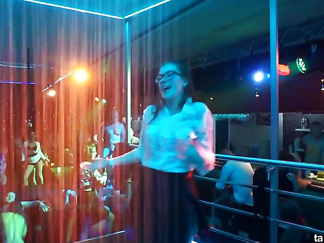 Wild party girls get banged in the club