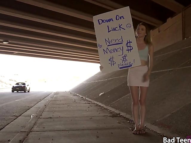 Slutty teen hitchhiker Angel Smalls takes it POV