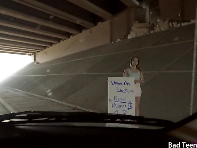 Slutty teen hitchhiker Angel Smalls takes it POV