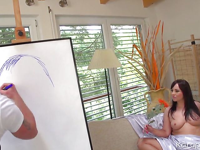 Brunette MILF Sabina Black gets fucked by a bad artist