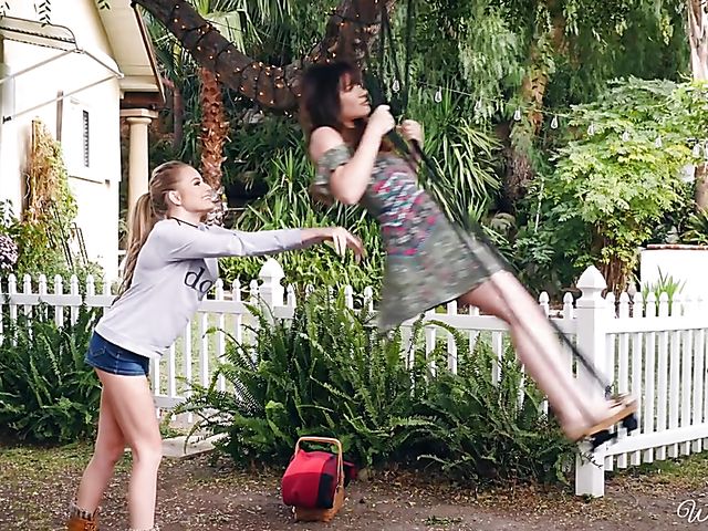 Alison Rey and Scarlett Sage lesbian outdoor fun