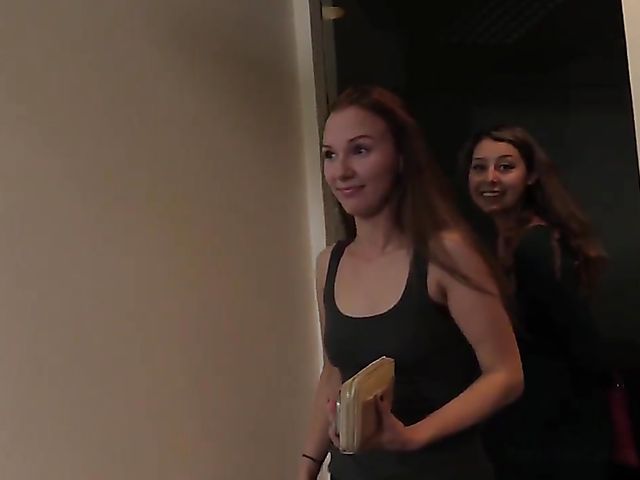 Casting threesome with two easy girls