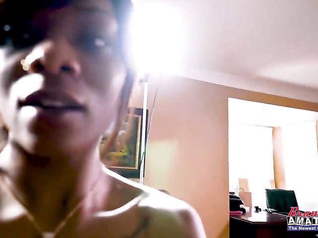 Ebony amateur Monae gets a white cock