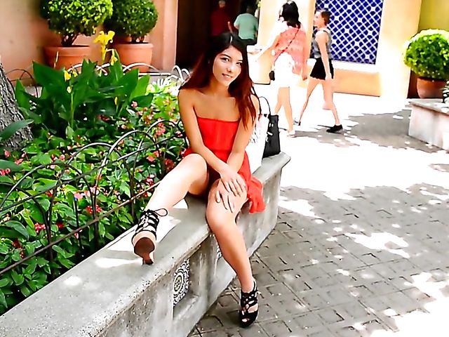 Public pussy flashing in the streets with Melody