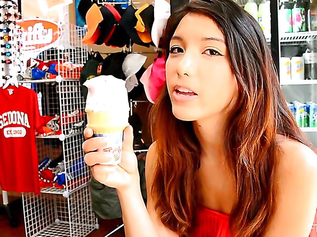 Public pussy flashing in the streets with Melody