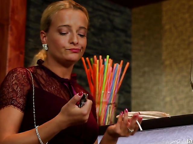 Piss fuck at the bar with blonde Victoria Pure 