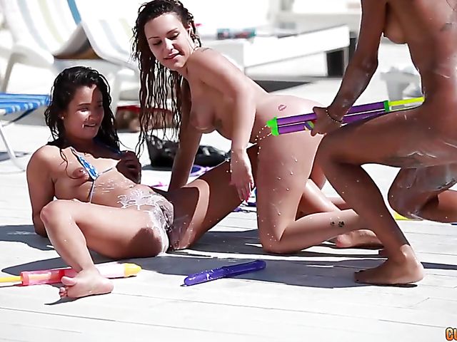 Poolside lesbian threesome with Jade, Melany Kiss & Venus Afrodita