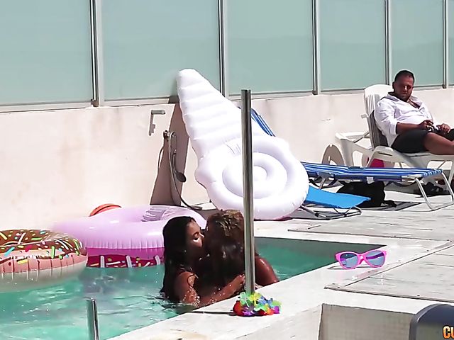 Poolside lesbian threesome with Jade, Melany Kiss & Venus Afrodita