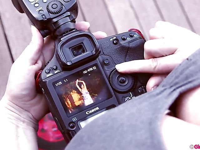 Backstage of Bianca posing nude in the backyard and peeing