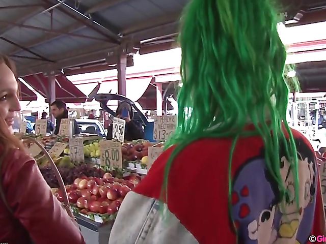 Public lesbian adventure of two naughty girls