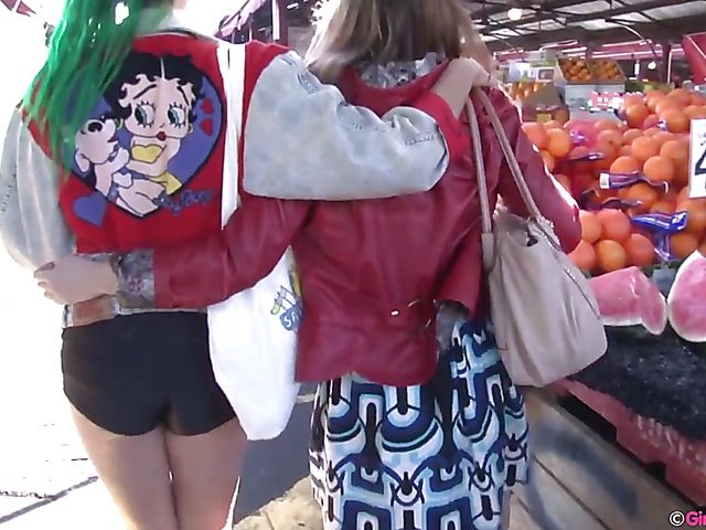 Public lesbian adventure of two naughty girls
