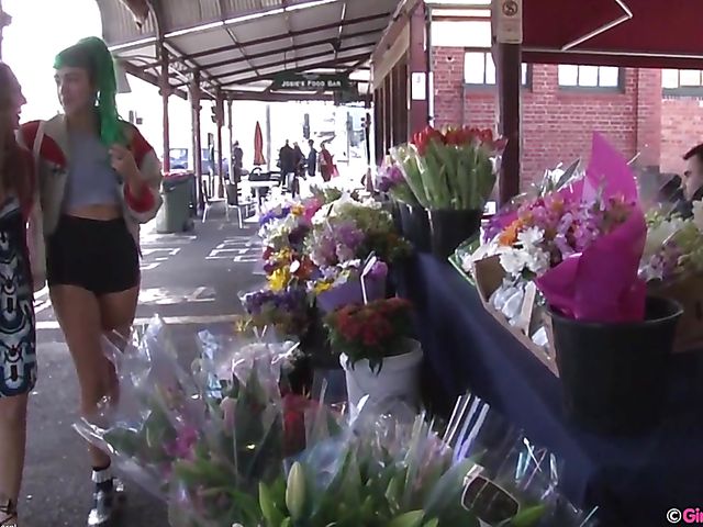 Public lesbian adventure of two naughty girls