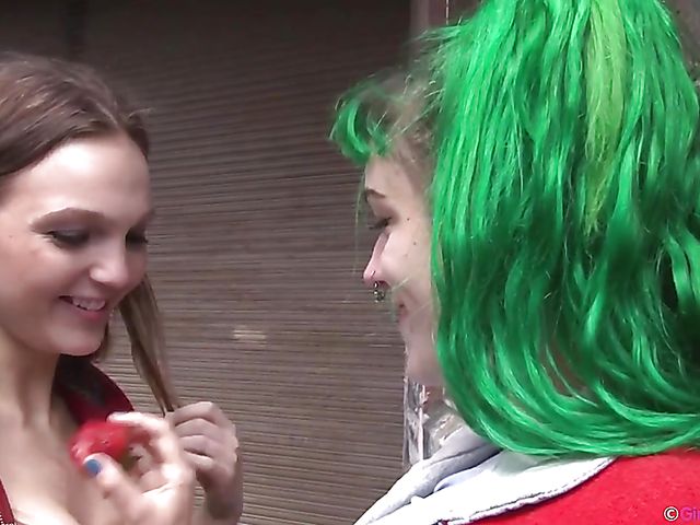 Public lesbian adventure of two naughty girls