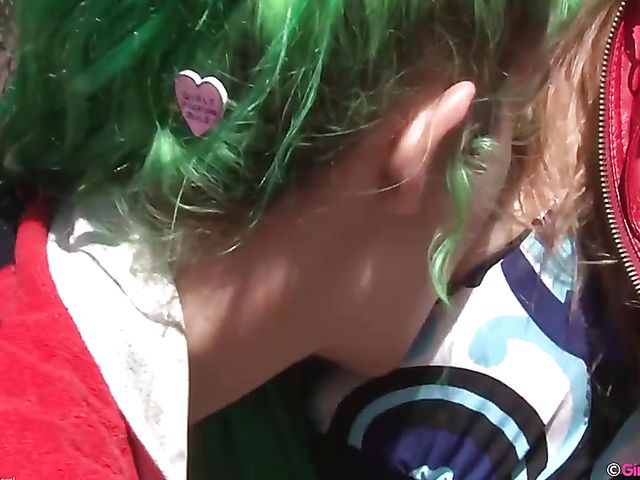 Public lesbian adventure of two naughty girls