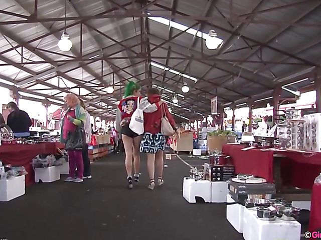 Public lesbian adventure of two naughty girls