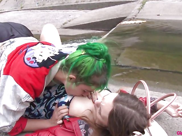 Public lesbian adventure of two naughty girls