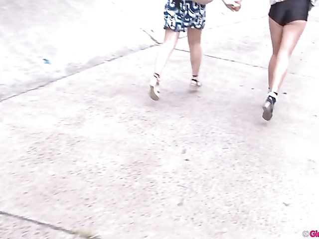 Public lesbian adventure of two naughty girls