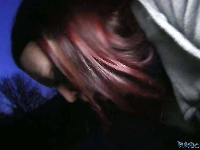 Public Agent sticks his dick in redhead Maja