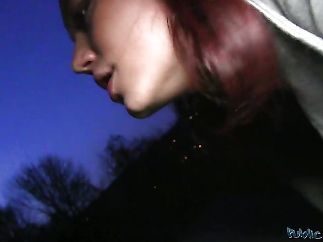 Public Agent sticks his dick in redhead Maja