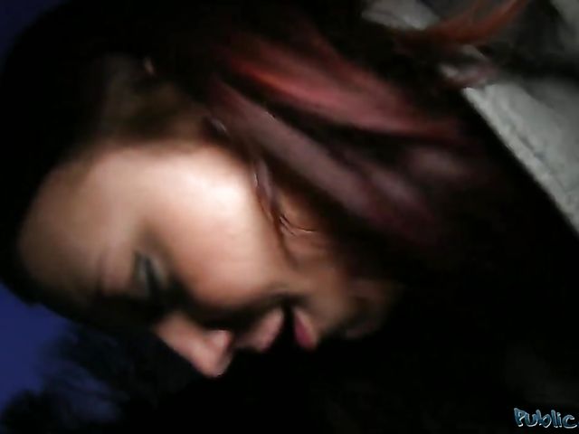 Public Agent sticks his dick in redhead Maja