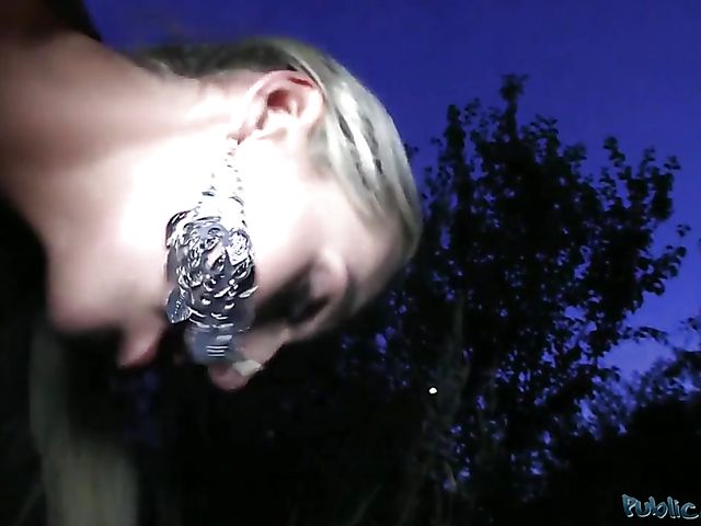 Blonde slut Jenny gets slammed outdoors at night