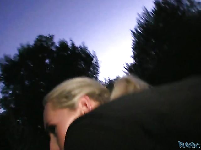 Blonde slut Jenny gets slammed outdoors at night
