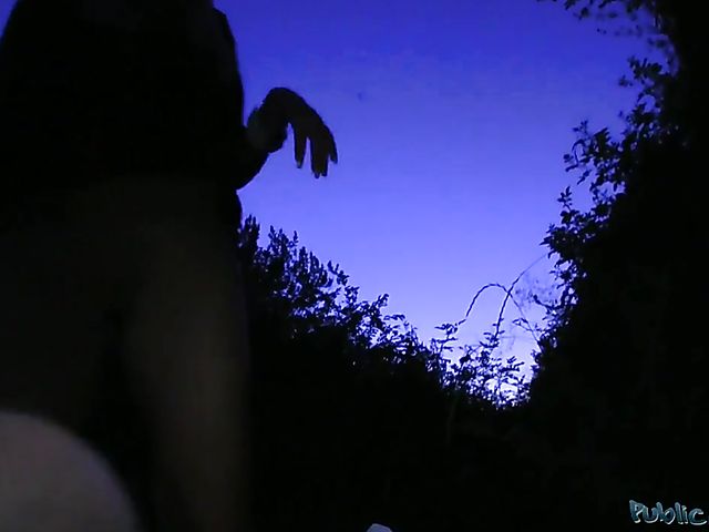 Blonde slut Jenny gets slammed outdoors at night