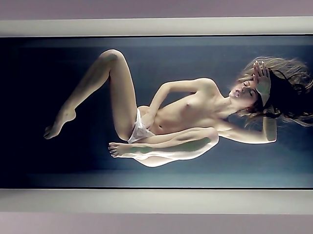 Erotic solo with a long haired babe in panties