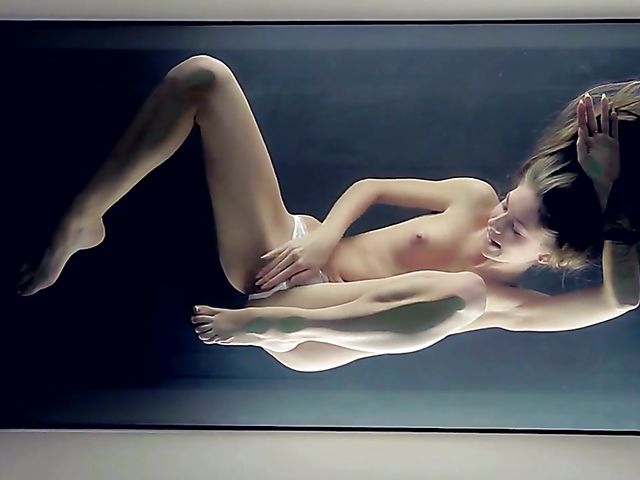 Erotic solo with a long haired babe in panties