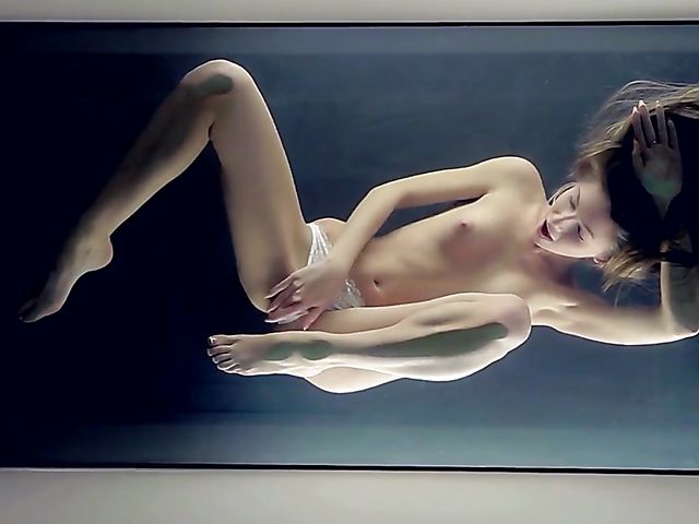 Erotic solo with a long haired babe in panties