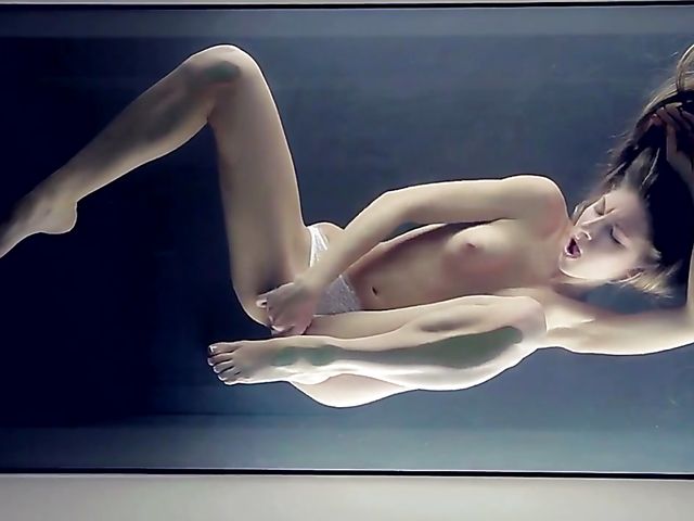 Erotic solo with a long haired babe in panties