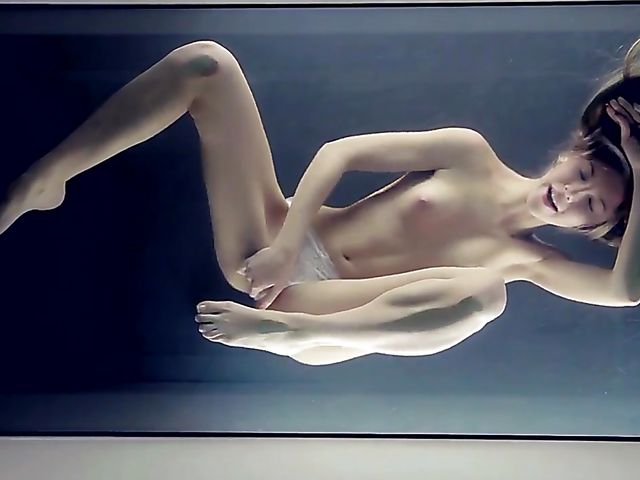 Erotic solo with a long haired babe in panties