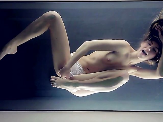 Erotic solo with a long haired babe in panties